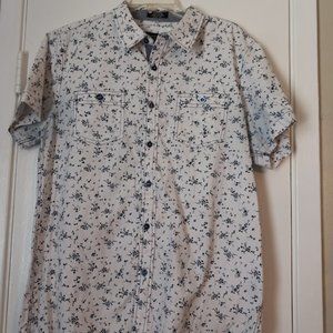 Men's Eight-Eight Platinum Size L button-down shirt, Short Sleeve, Blue/White